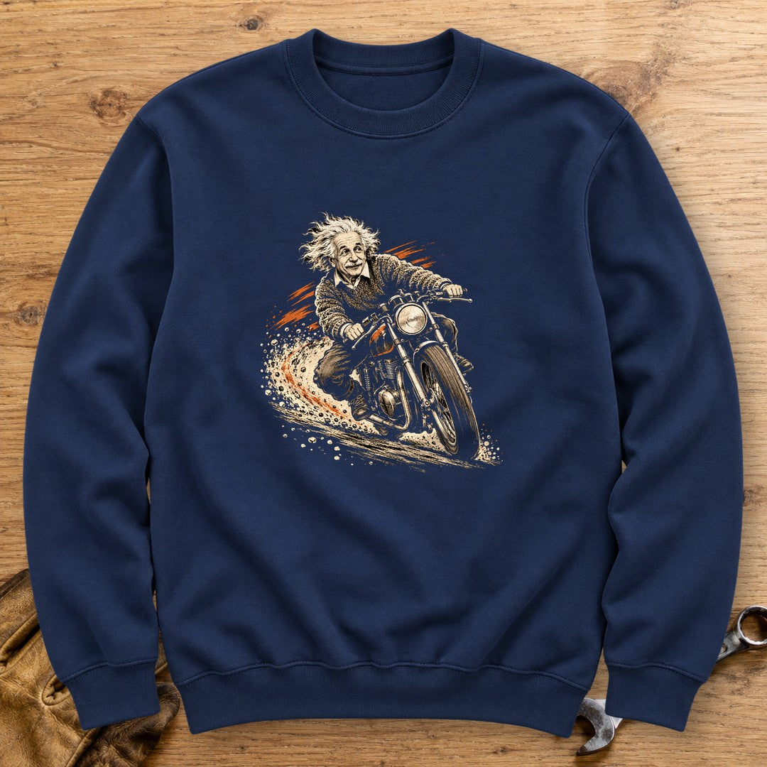 Albert Einstein Gravel Run Crewneck Sweatshirt - Navy - bench