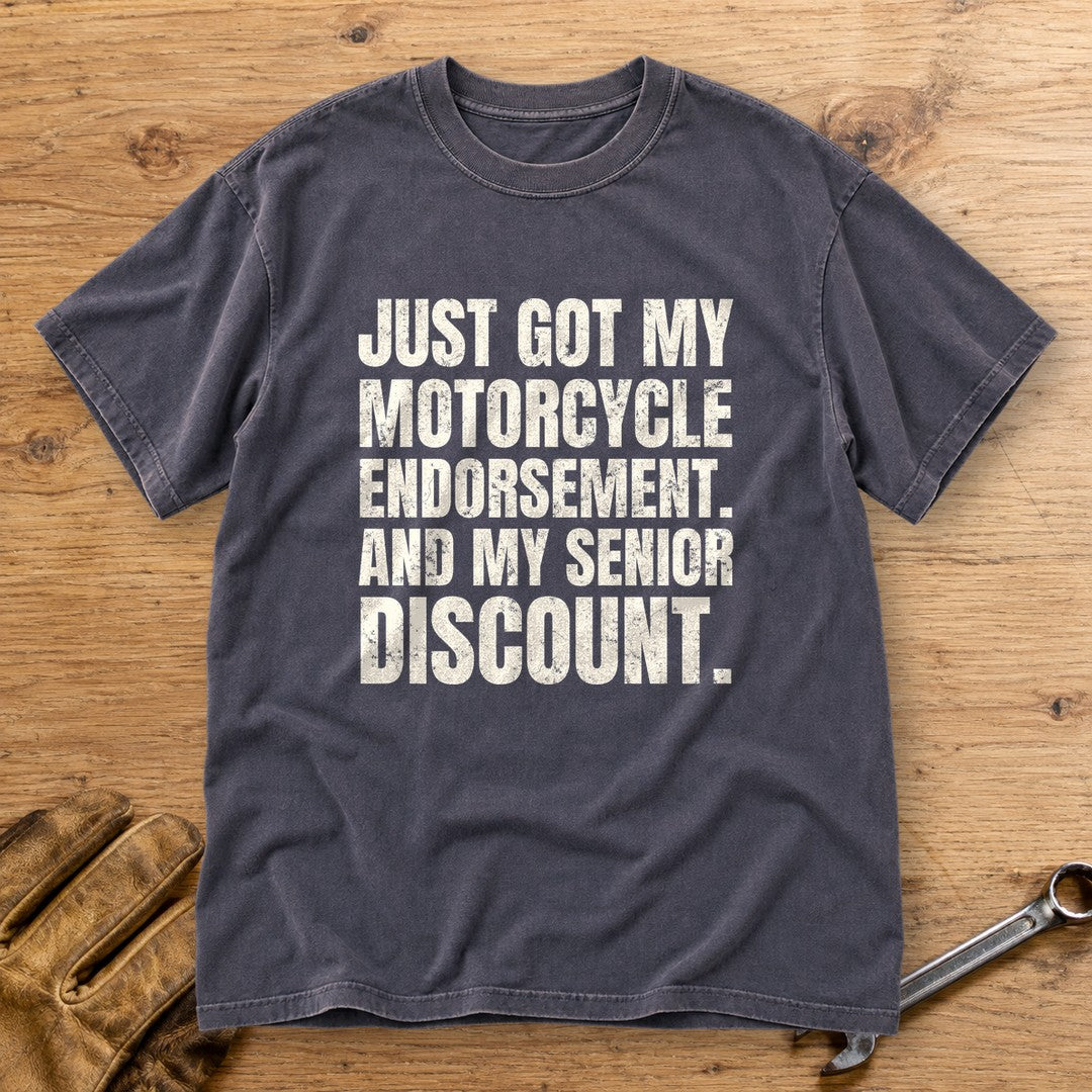 Senior Discount Rider Premium T-Shirt - Navy - bench