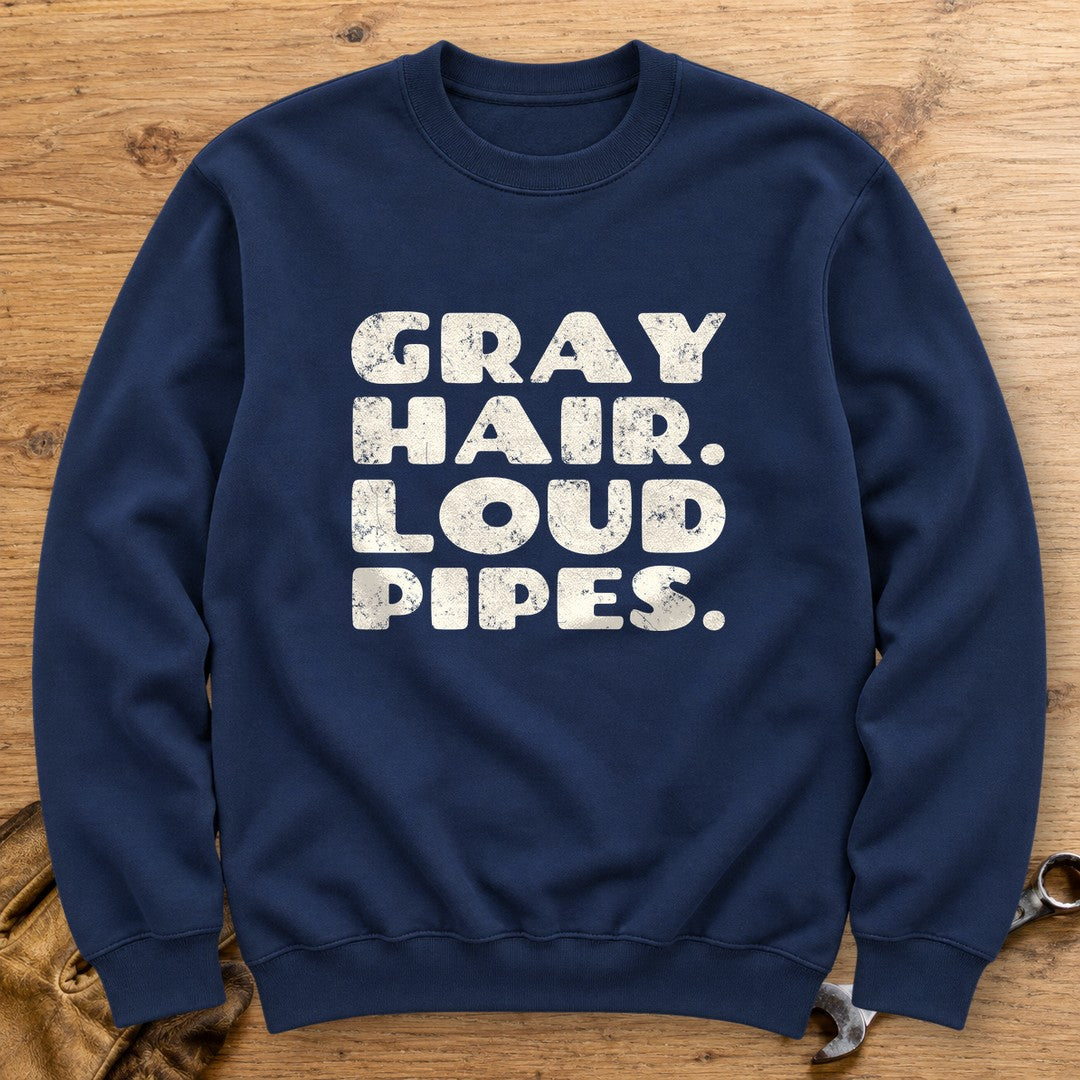 Gray Hair Loud Pipes Crewneck Sweatshirt - Navy - bench