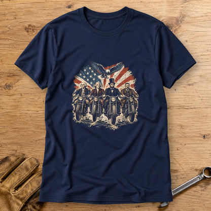 G. Washington, T. Jefferson, A. Lincoln & T. Roosevelt Ride T-Shirt - Navy - bench