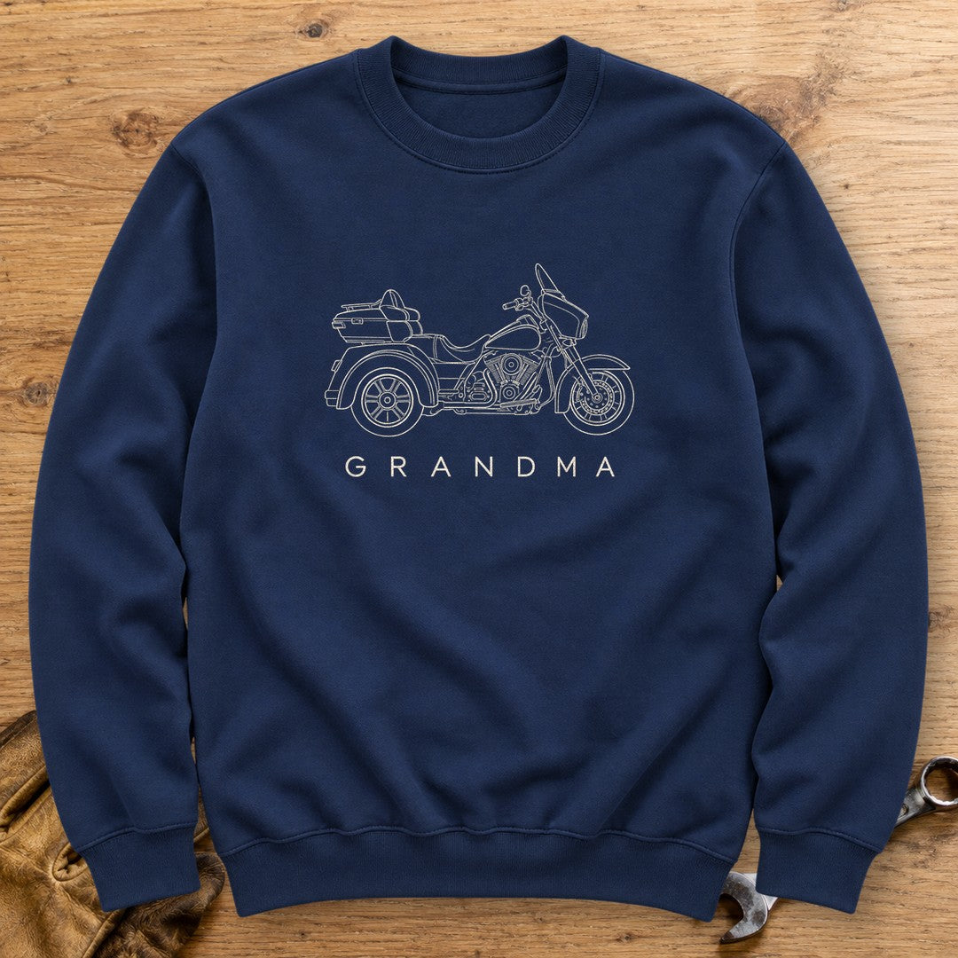 Trike Grandma Crewneck Sweatshirt - Navy - bench