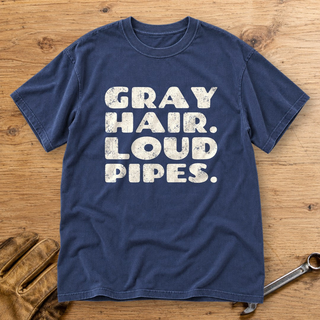 Gray Hair Loud Pipes Premium T-Shirt - Navy - bench