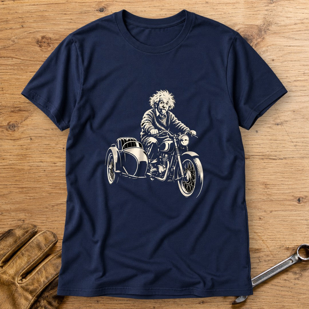 Albert Einstein Sidecar T-Shirt - Navy - bench