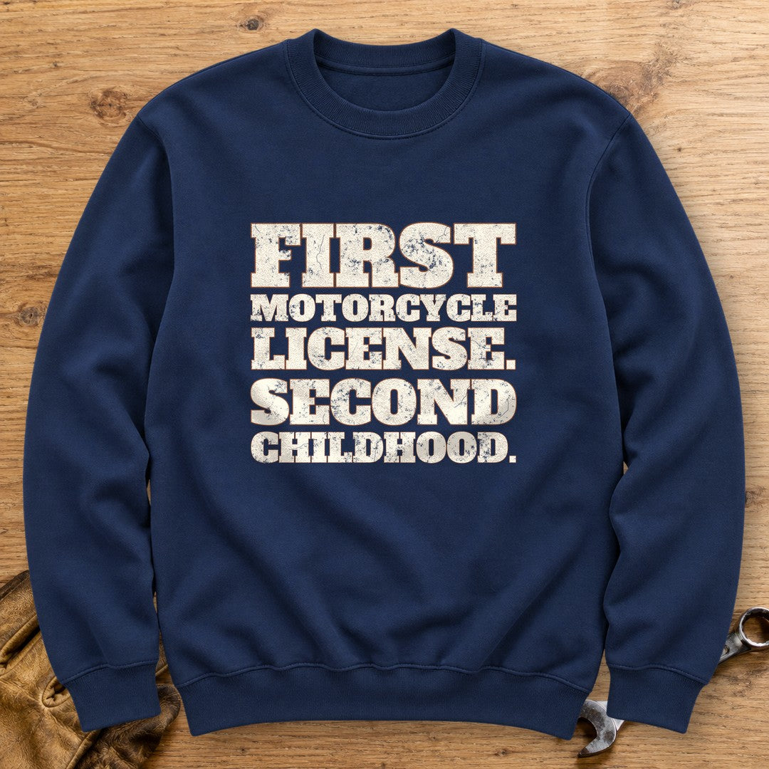 Second Childhood Crewneck Sweatshirt - Navy - bench