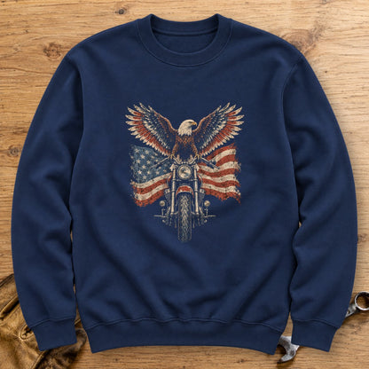 Eagle on the Handlebars Crewneck Sweatshirt - Navy - bench