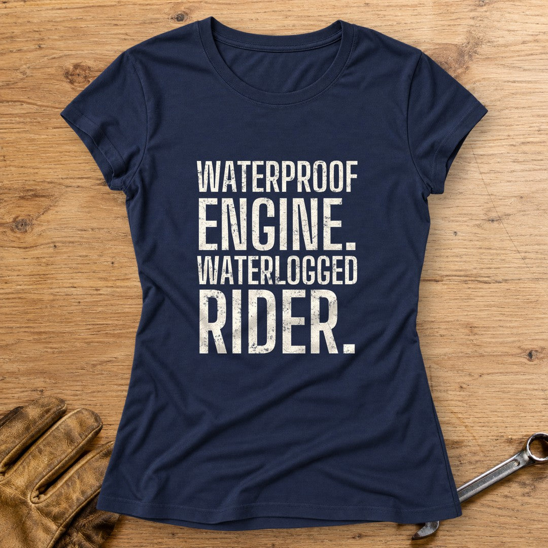 Waterlogged Rider Women's T-Shirt - Navy - bench
