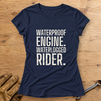 Waterlogged Rider Women's T-Shirt - Navy - bench