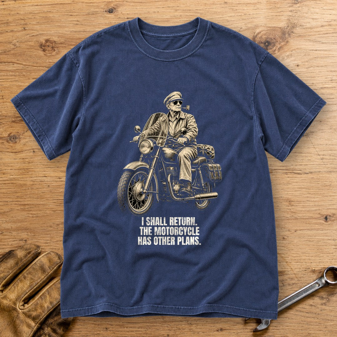 Douglas MacArthur Motorcycle Has Other Plans Premium T-Shirt - Navy - bench