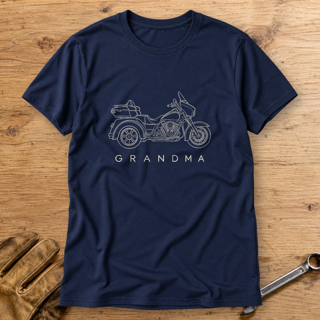 Trike Grandma T-Shirt - Navy - bench