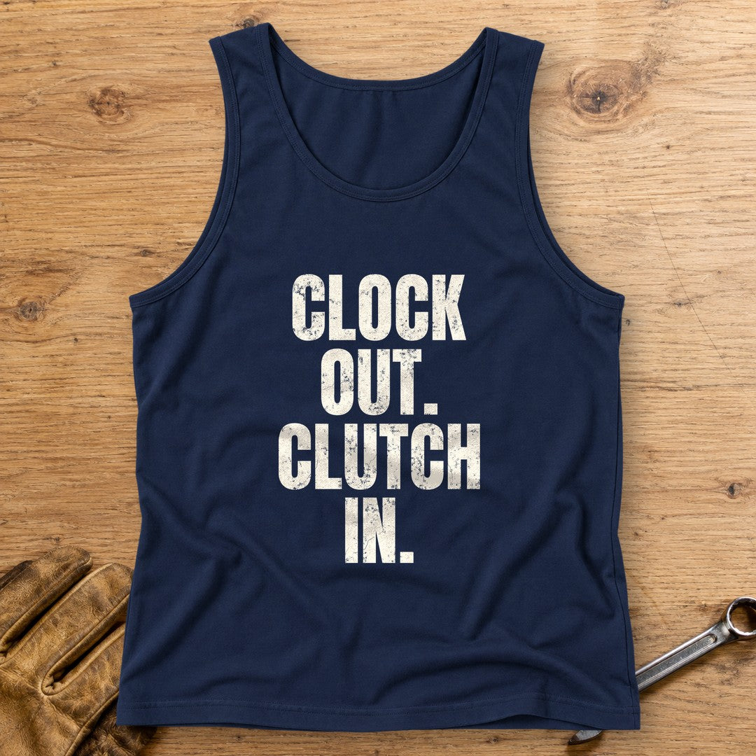 Clock Out Clutch In Tank Top - Navy - bench