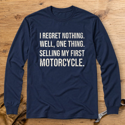 First Motorcycle Regret Long Sleeve T-Shirt - Navy - bench