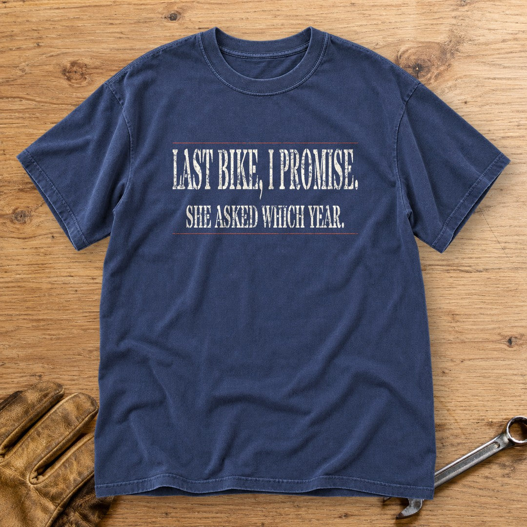 Last Bike Promise Premium T-Shirt - Navy - bench