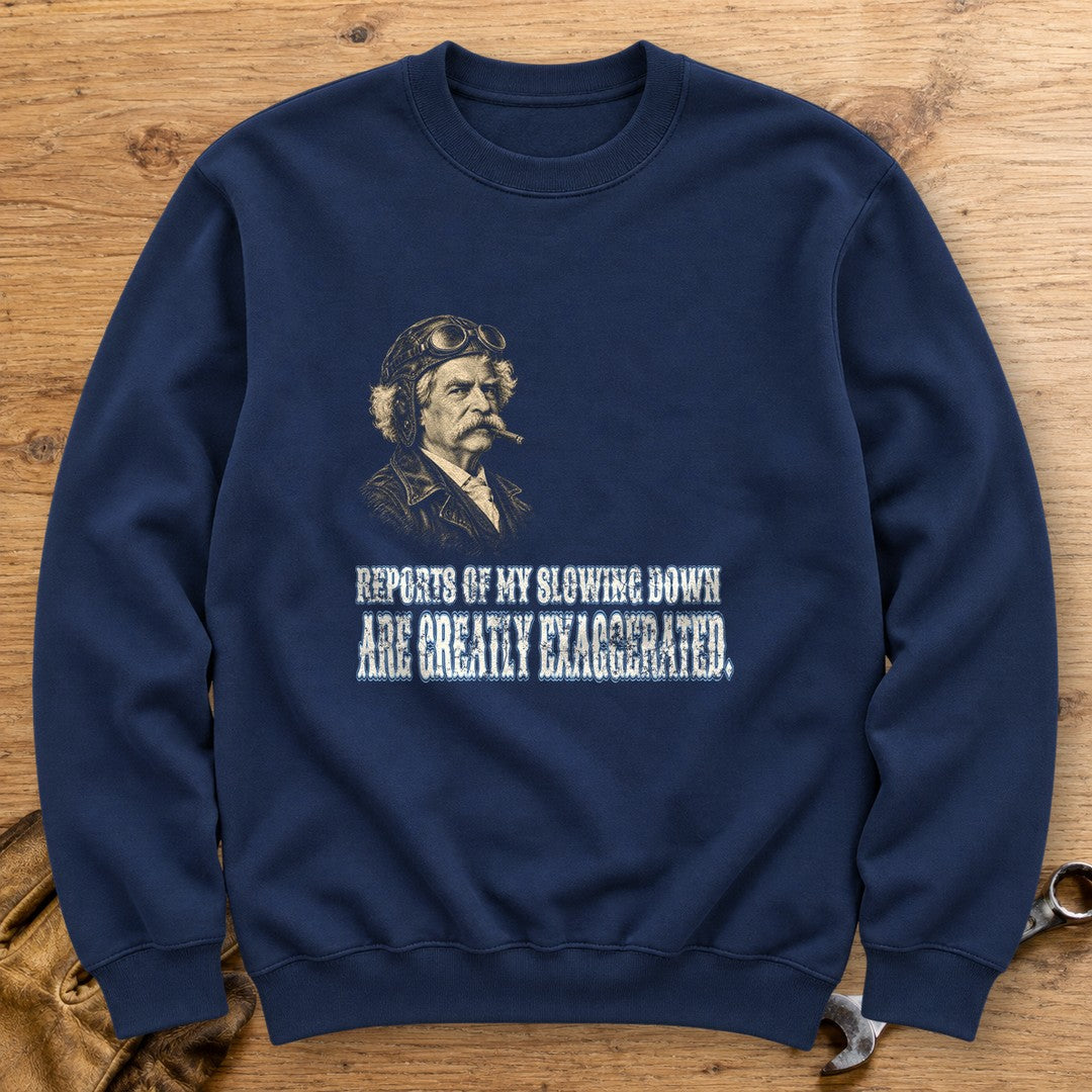 Mark Twain Not Slowing Down Crewneck Sweatshirt - Navy - bench