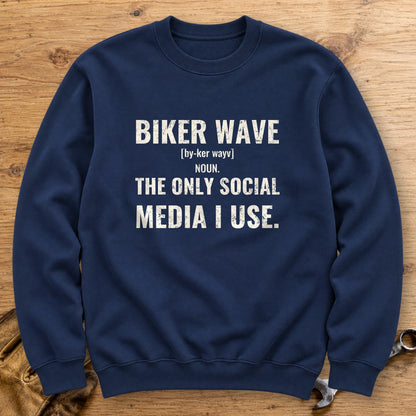 Biker Wave Crewneck Sweatshirt - Navy - bench