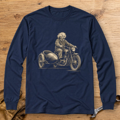 Albert Einstein Relatively Fast Sidecar Long Sleeve T-Shirt - Navy - bench