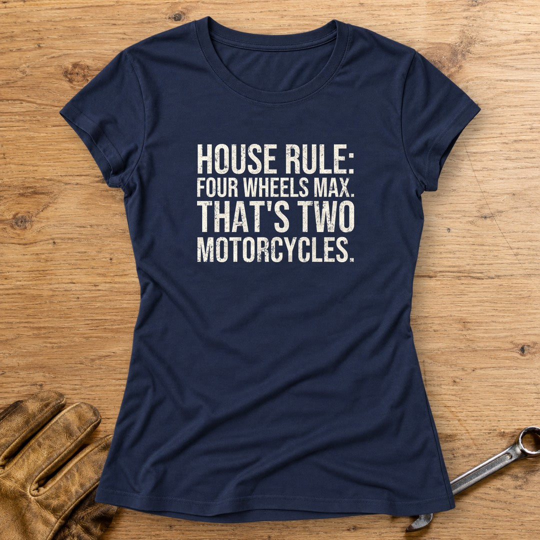 Four Wheels Max Women's T-Shirt - Navy - bench