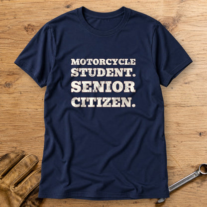 Motorcycle Student T-Shirt - Navy - bench