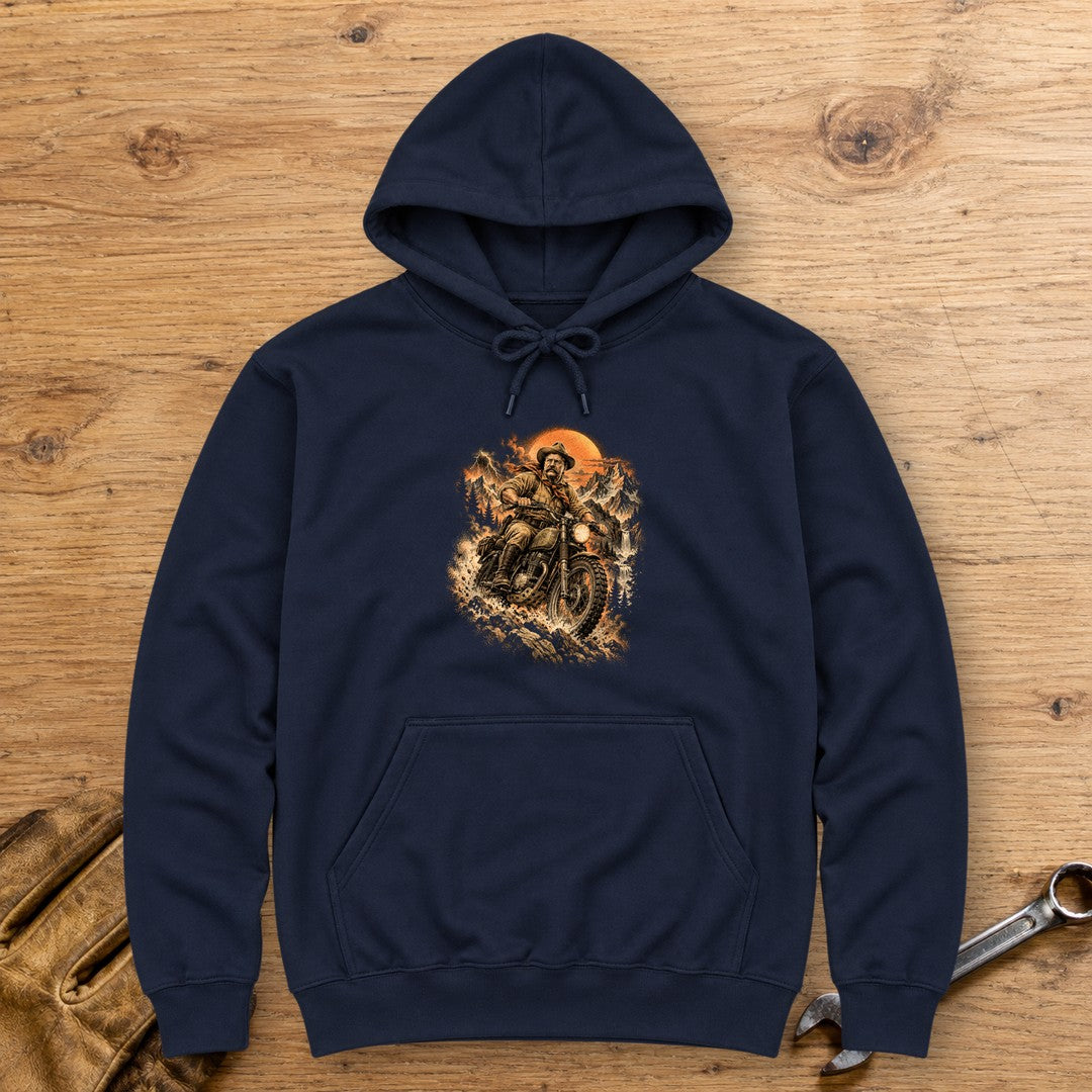 Theodore Roosevelt Mountain Trail Hoodie - Navy - bench