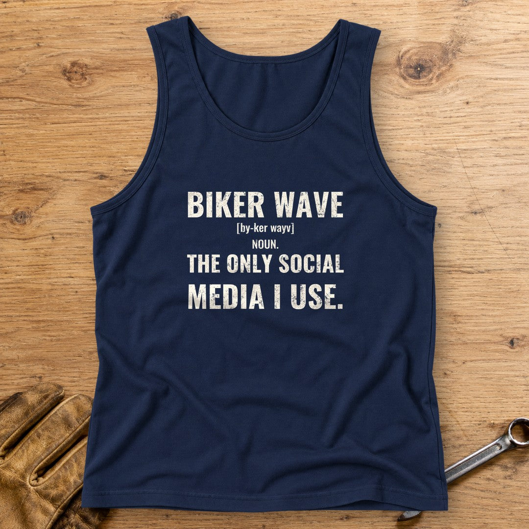 Biker Wave Tank Top - Navy - bench