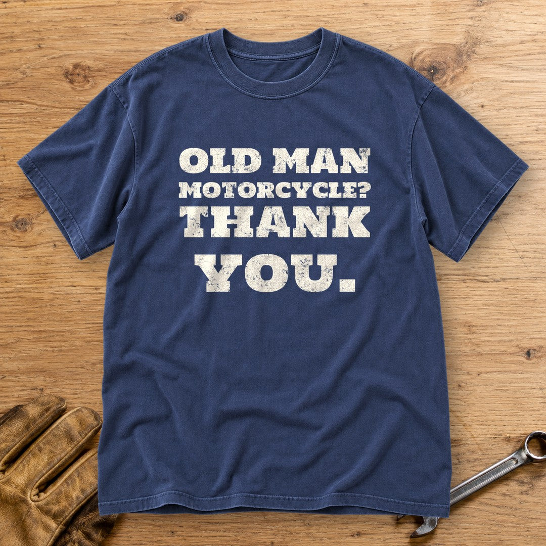 Old Man Motorcycle Premium T-Shirt - Navy - bench