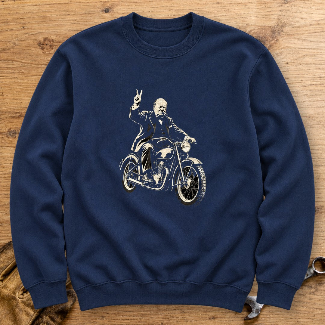 Winston Churchill Victory Ride Crewneck Sweatshirt - Navy - bench