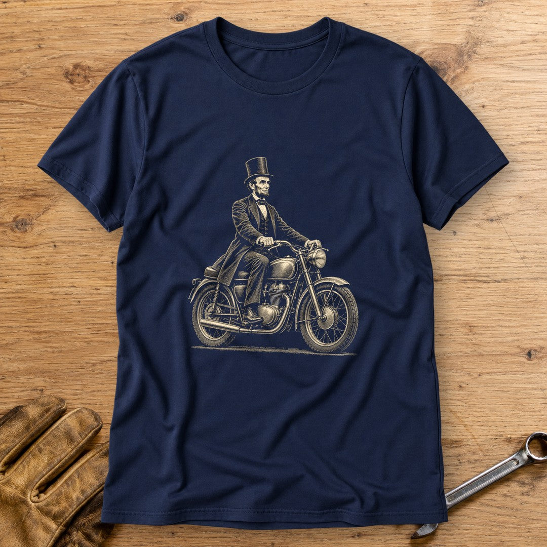 Abraham Lincoln Honest Ride T-Shirt - Navy - bench