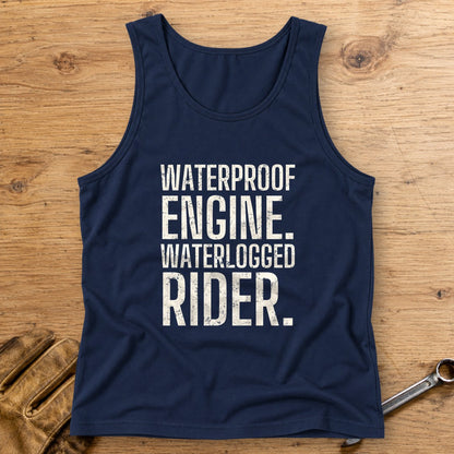 Waterlogged Rider Tank Top - Navy - bench