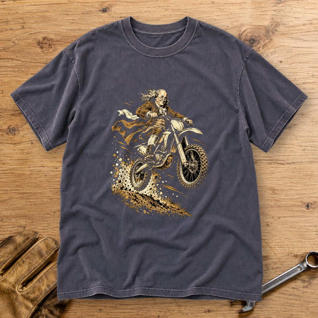 Benjamin Franklin Dirt Jump Premium T-Shirt - Navy - bench