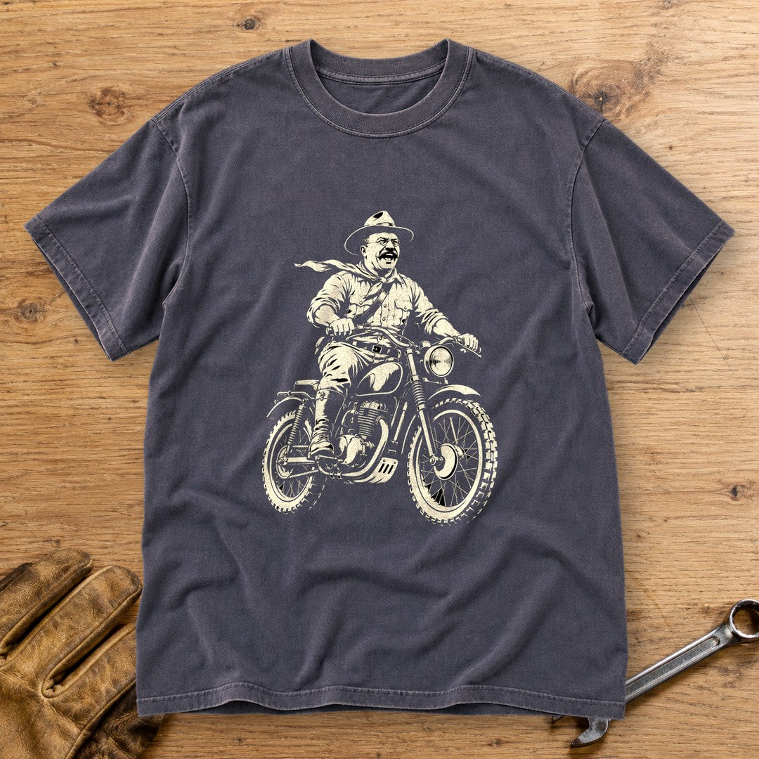 Theodore Roosevelt Laughing Scrambler Premium T-Shirt - Navy - bench