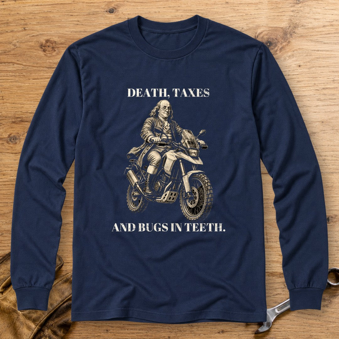 Benjamin Franklin Bugs in Teeth Long Sleeve T-Shirt - Navy - bench