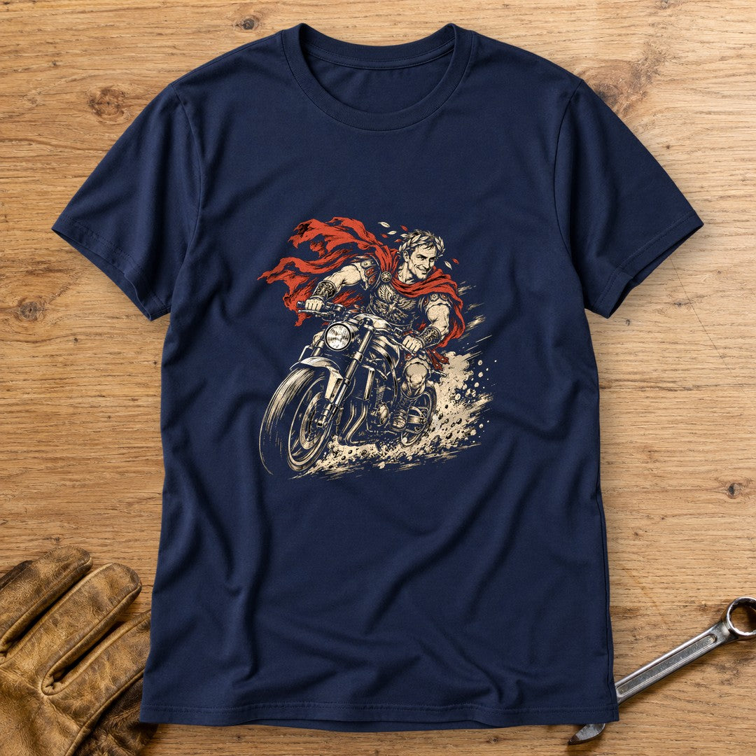 Julius Caesar Rides T-Shirt - Navy - bench