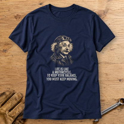 Albert Einstein Keep Moving T-Shirt - Navy - bench