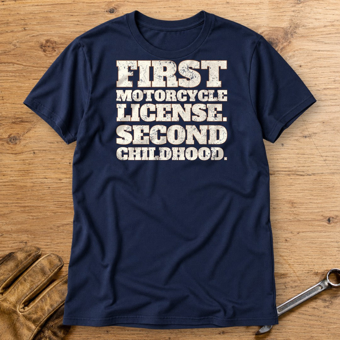 Second Childhood T-Shirt - Navy - bench