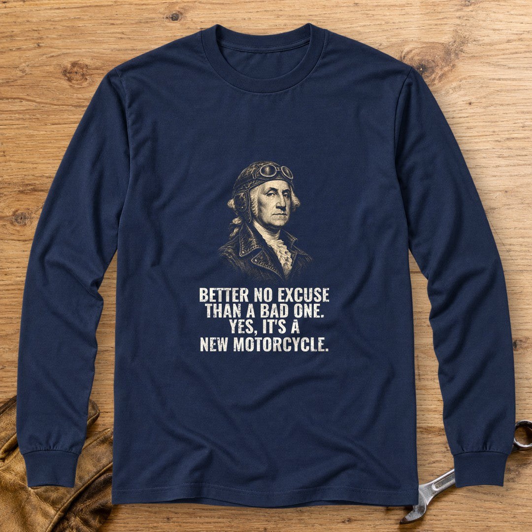 George Washington Better No Excuse Long Sleeve T-Shirt - Navy - bench