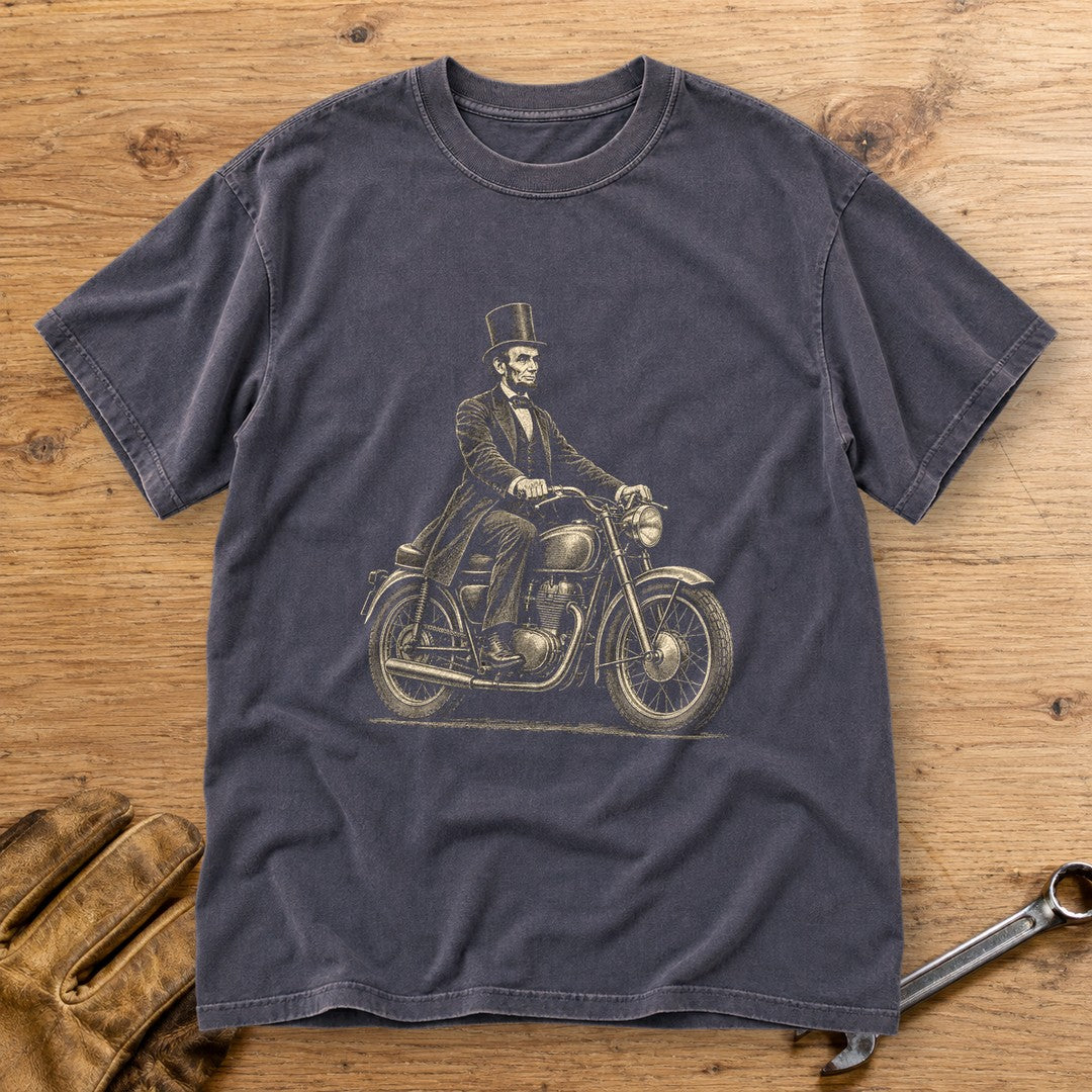 Abraham Lincoln Honest Ride Premium T-Shirt - Navy - bench