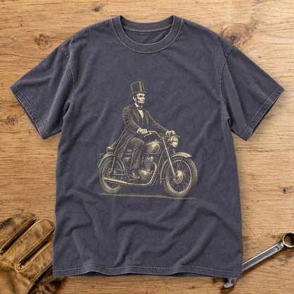 Abraham Lincoln Honest Ride Premium T-Shirt - Navy - bench
