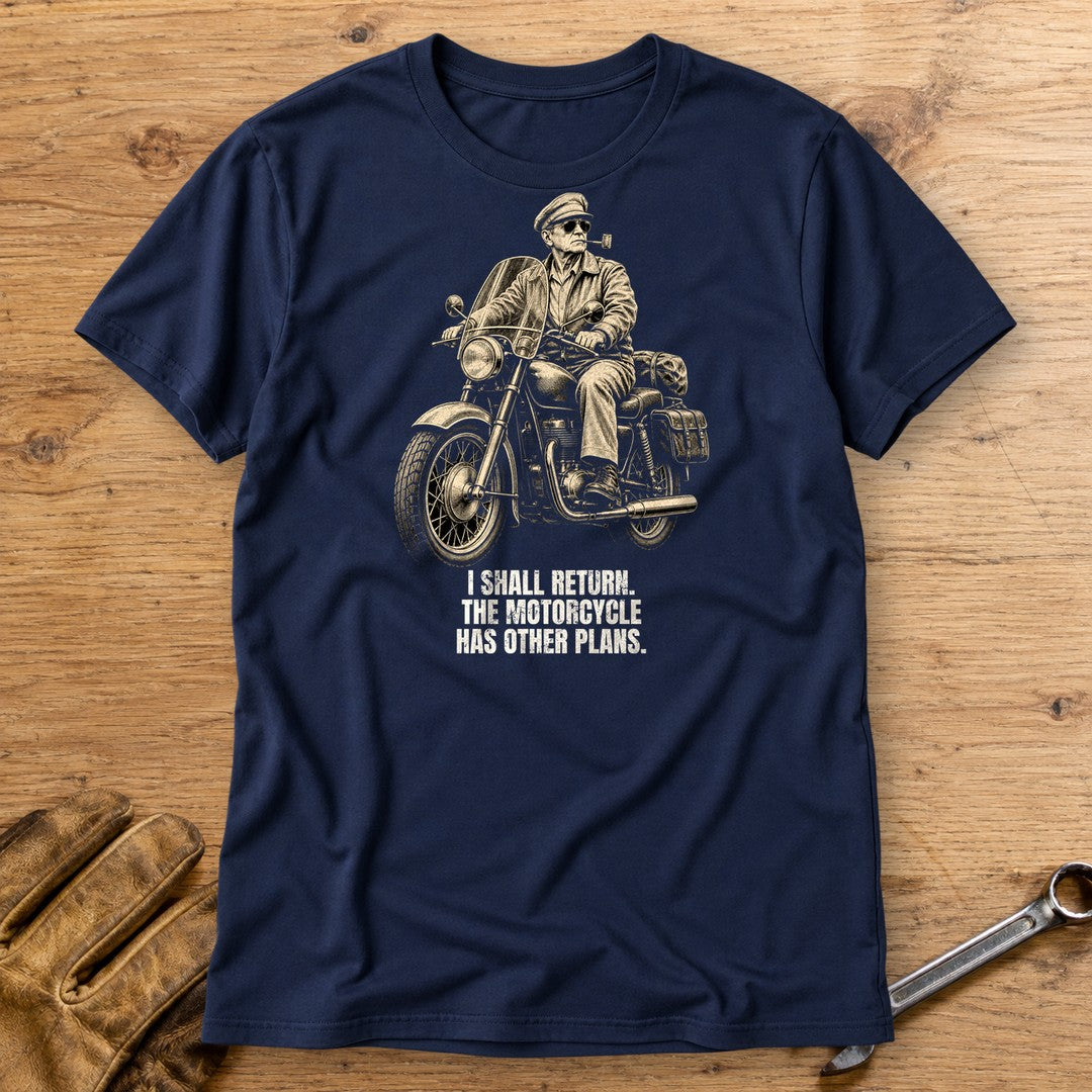 Douglas MacArthur Motorcycle Has Other Plans T-Shirt - Navy - bench