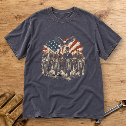 G. Washington, T. Jefferson, A. Lincoln & T. Roosevelt Ride Premium T-Shirt - Navy - bench