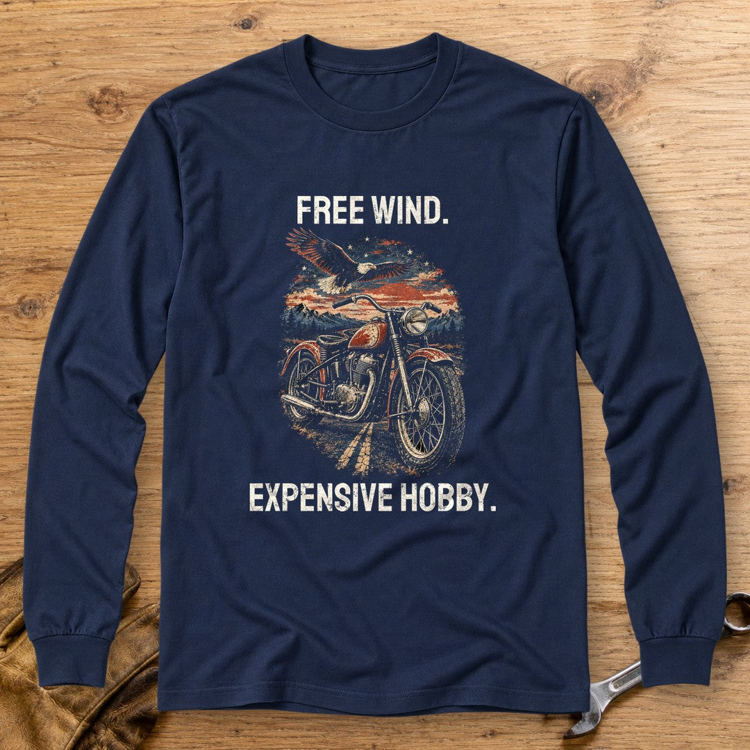 Expensive Hobby Long Sleeve T-Shirt - Navy - bench
