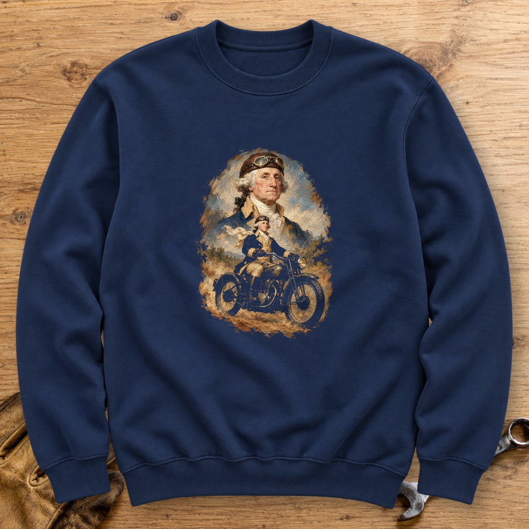 George Washington Goggles Portrait Crewneck Sweatshirt - Navy - bench