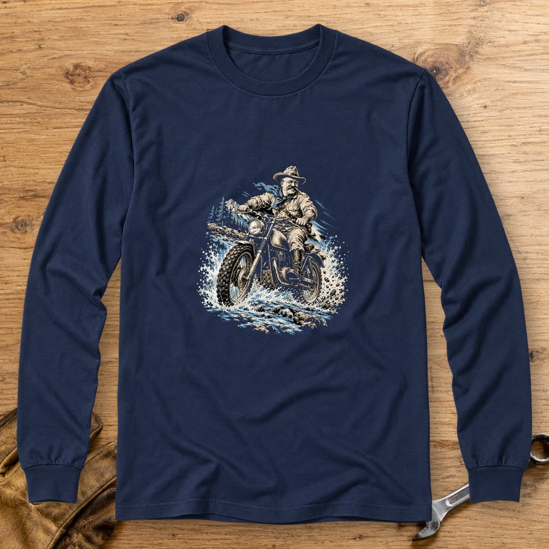 Theodore Roosevelt River Crossing Long Sleeve T-Shirt - Navy - bench