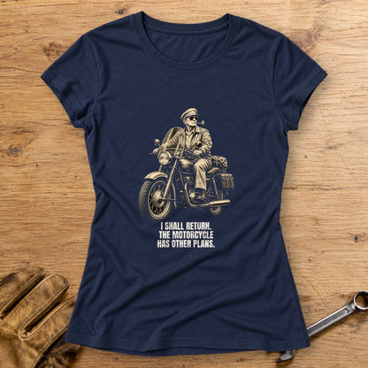 Douglas MacArthur Motorcycle Has Other Plans Women's T-Shirt - Navy - bench