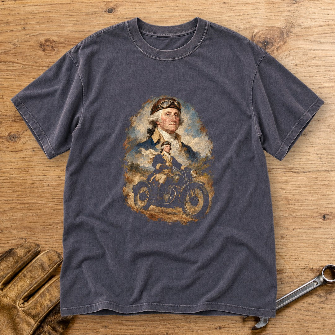 George Washington Goggles Portrait Premium T-Shirt - Navy - bench