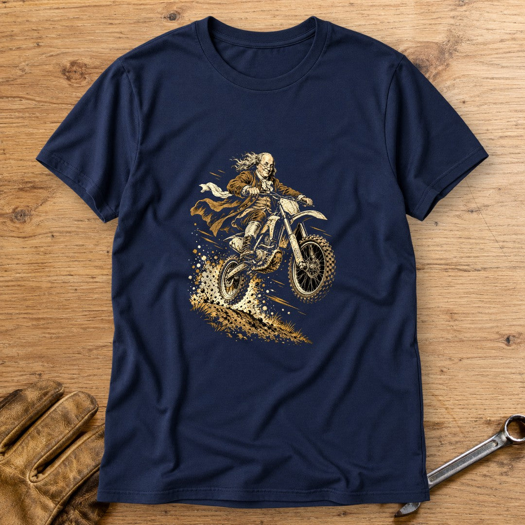 Benjamin Franklin Dirt Jump T-Shirt - Navy - bench