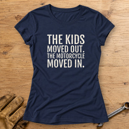 Kids Moved Out Women's T-Shirt - Navy - bench