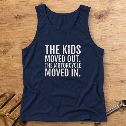 Kids Moved Out Tank Top - Navy - bench