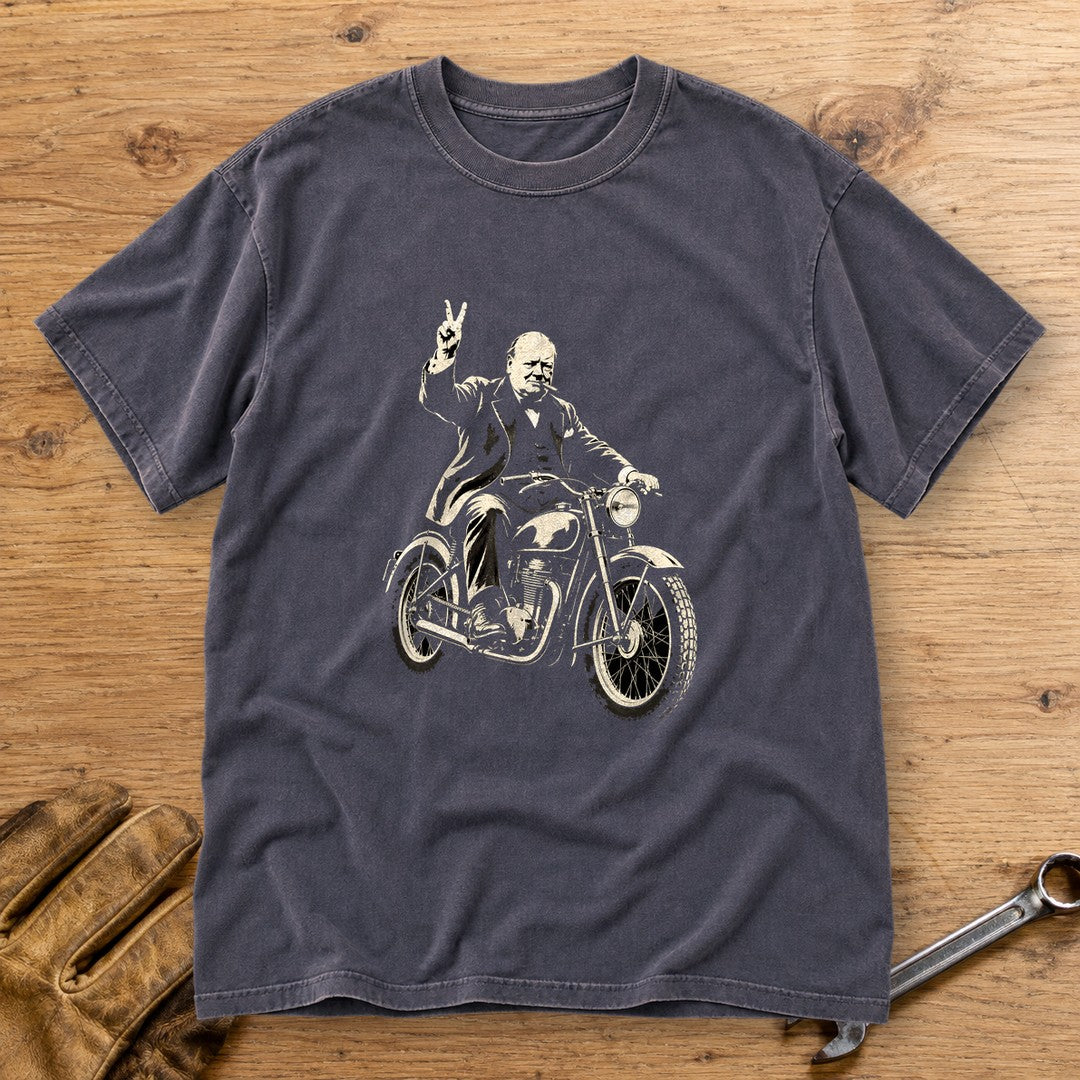 Winston Churchill Victory Ride Premium T-Shirt - Navy - bench