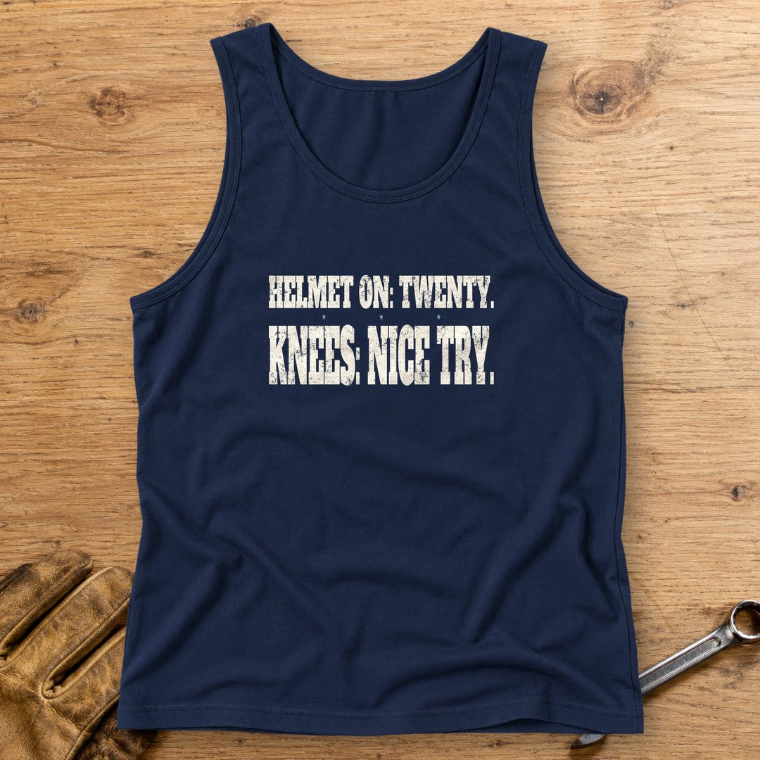 Helmet On Twenty Tank Top - Navy - bench