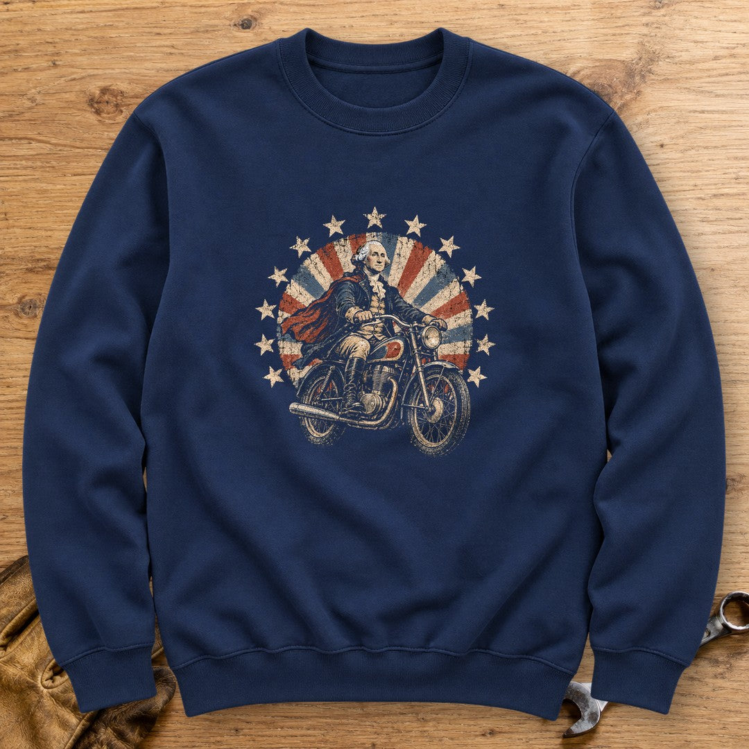 George Washington Starburst Ride Crewneck Sweatshirt - Navy - bench
