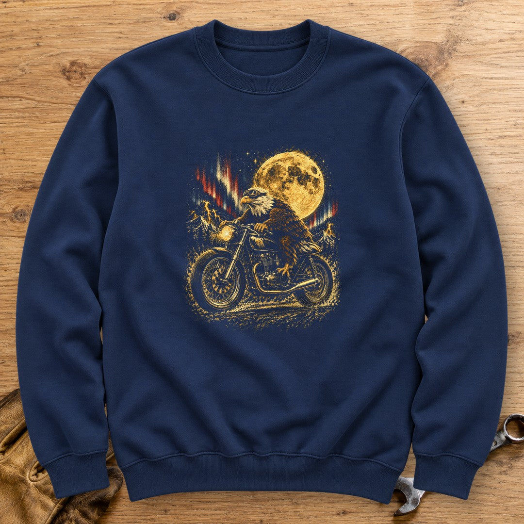 Moonlight Eagle Rider Crewneck Sweatshirt - Navy - bench